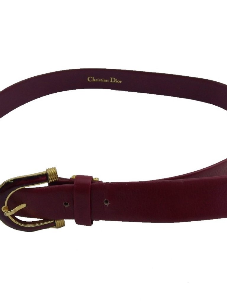 Dior Belt Bordeaux X Gold Women Authentic Secondhand